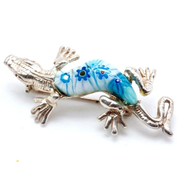 Sterling Silver Hallmarked Millefiori Gecko Brooch - Picture 3 of 6